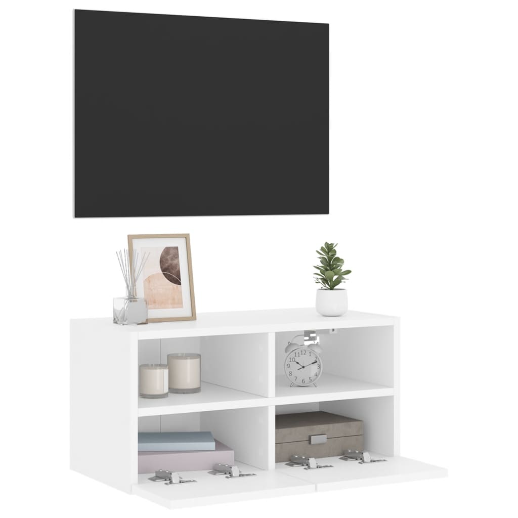 Meuble TV mural blanc 60x30x30 cm en bois