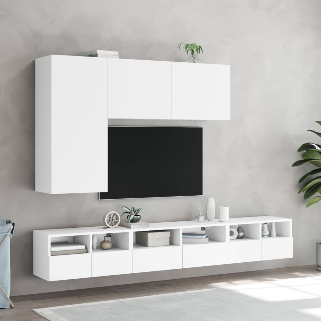 Meubles muraux TV 2 pièces blanc 60x30x30 cm matériau bois