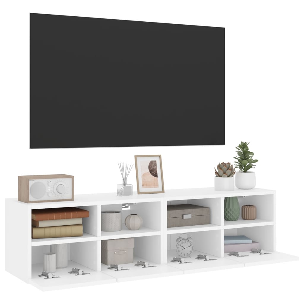 Meubles muraux TV 2 pièces blanc 60x30x30 cm matériau bois