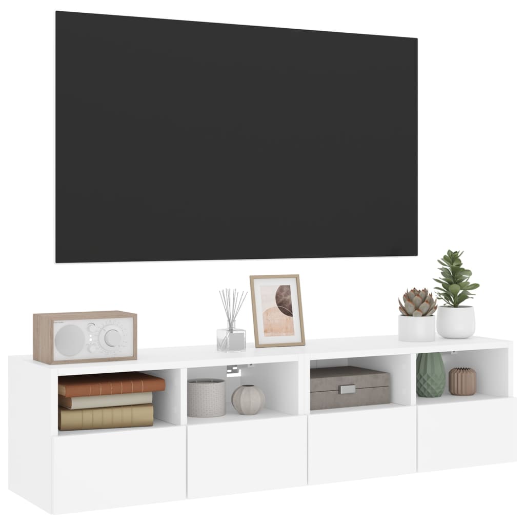 Meubles muraux TV 2 pièces blanc 60x30x30 cm matériau bois