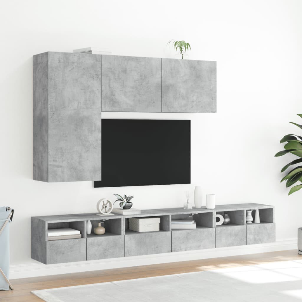 Meuble TV mural gris béton 60x30x30 cm en bois