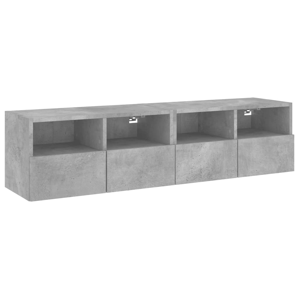 Meubles muraux TV 2 pièces. Matériau bois gris béton 60x30x30 cm.