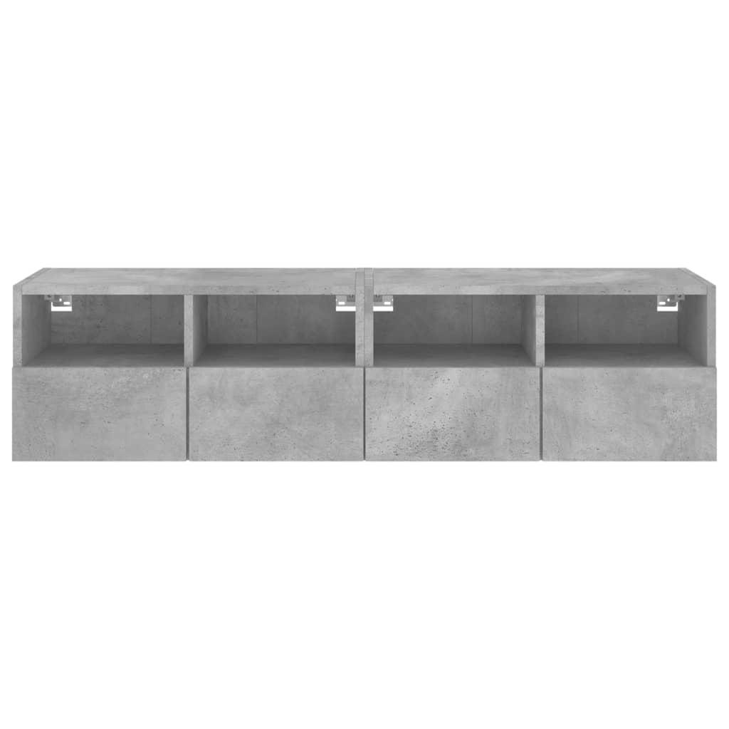 Meubles muraux TV 2 pièces. Matériau bois gris béton 60x30x30 cm.