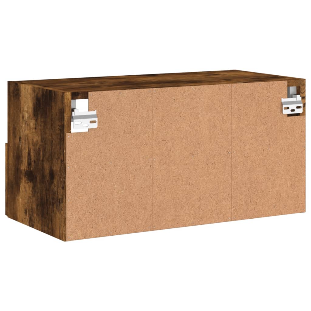 Meuble TV mural chêne fumé 60x30x30 cm en bois