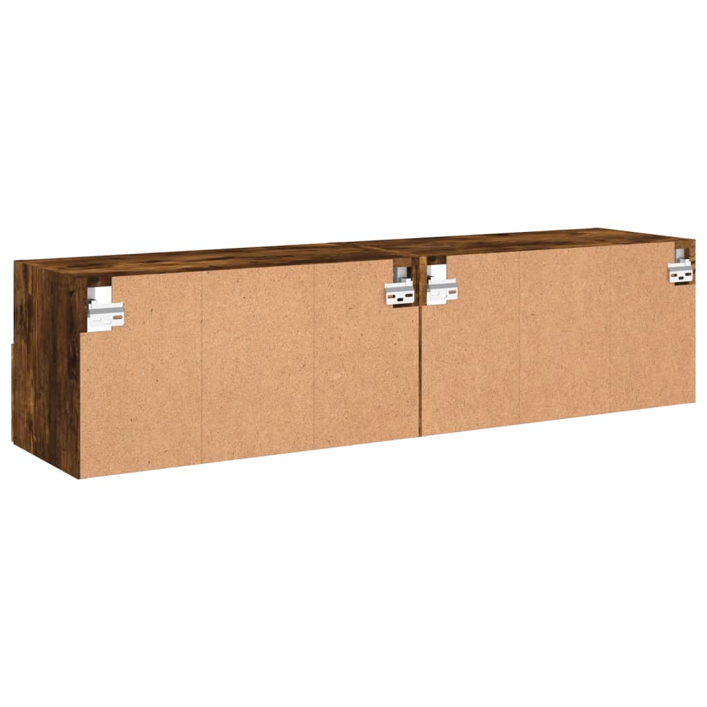 Meubles muraux TV 2 pièces Chêne fumé 60x30x30 cm matériau bois.