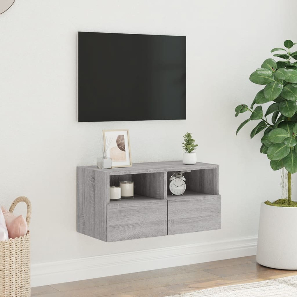 Meuble TV mural gris Sonoma 60x30x30 cm en bois