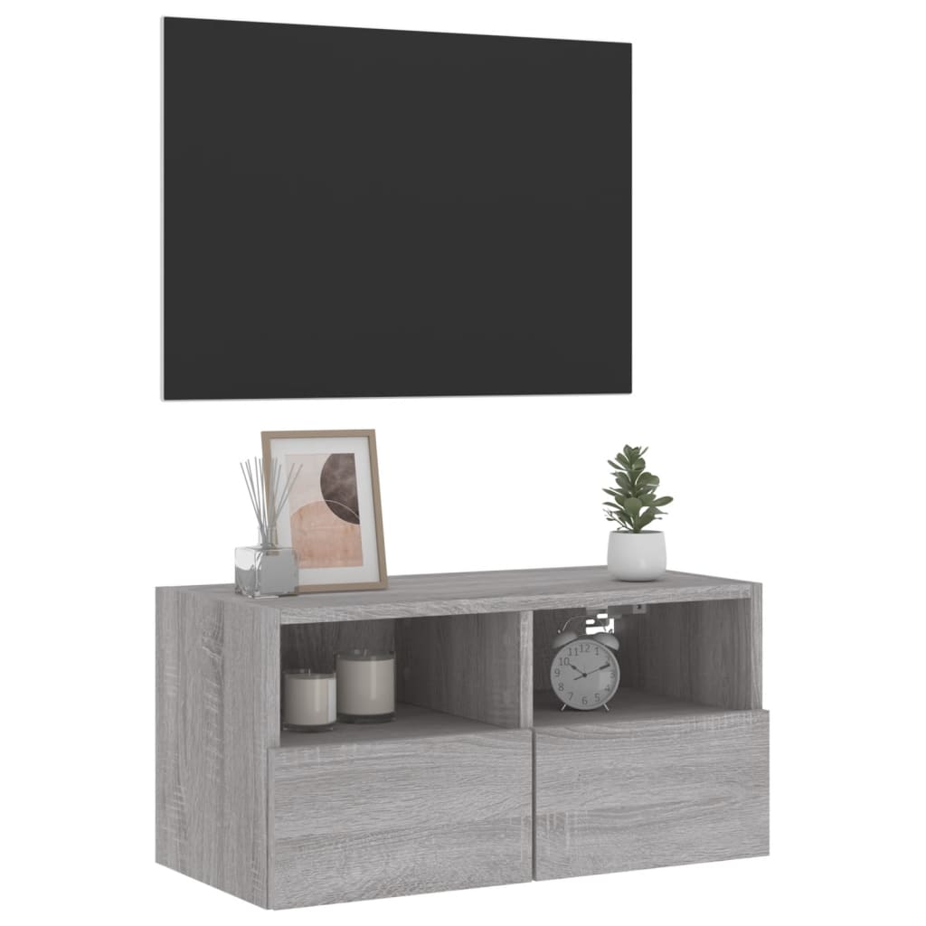 Meuble TV mural gris Sonoma 60x30x30 cm en bois