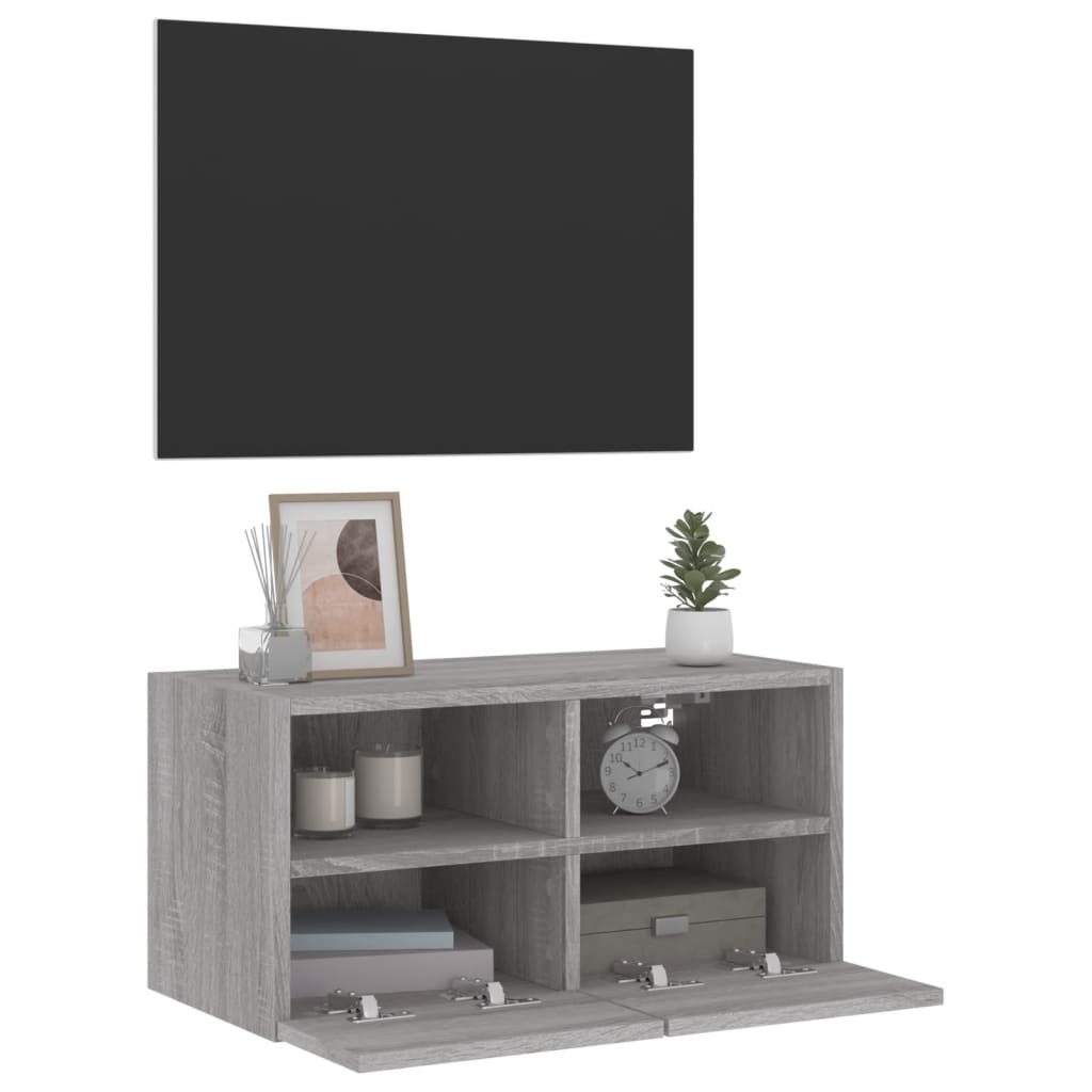 Meuble TV mural gris Sonoma 60x30x30 cm en bois