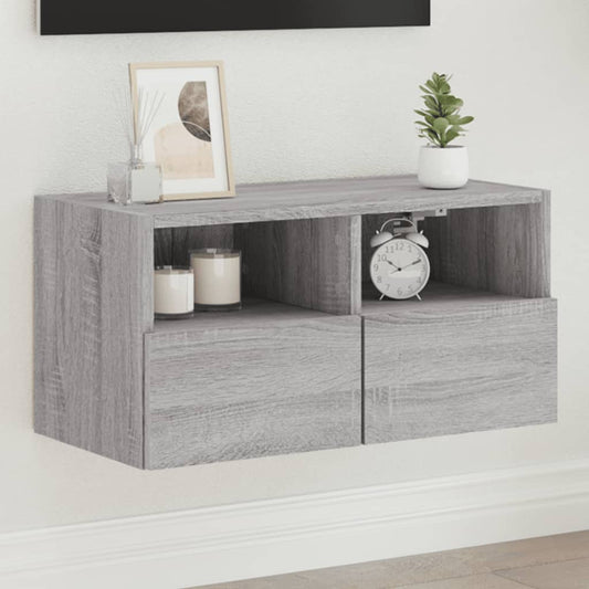 Meuble TV mural gris Sonoma 60x30x30 cm en bois