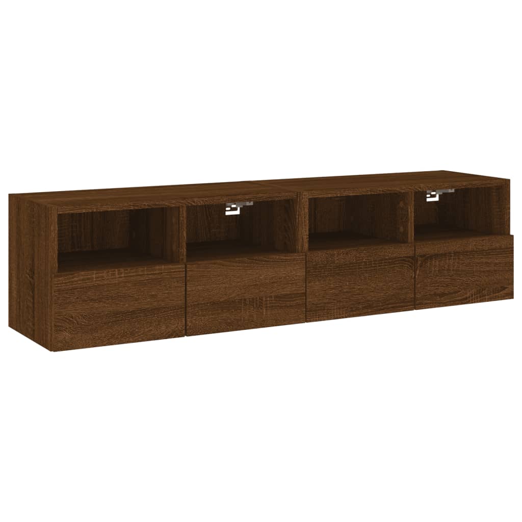 Meubles TV muraux 2 pièces aspect chêne marron 60x30x30 cm