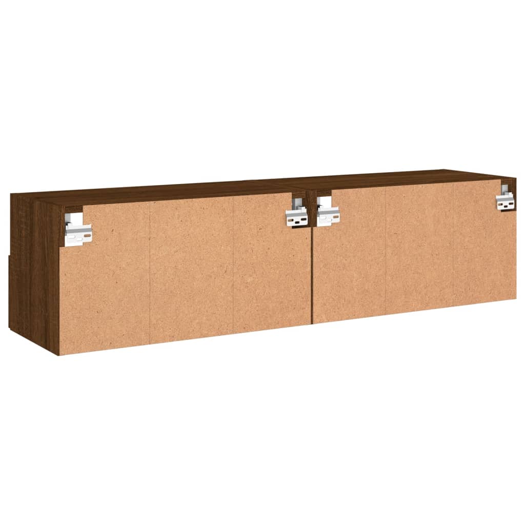 Meubles TV muraux 2 pièces aspect chêne marron 60x30x30 cm