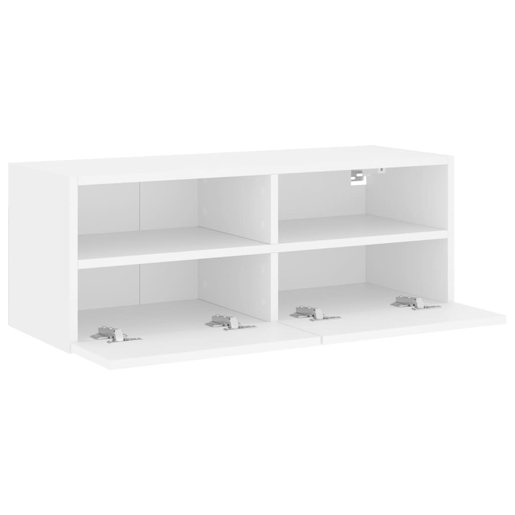 Meuble TV mural blanc 80x30x30 cm en matériau à base de bois