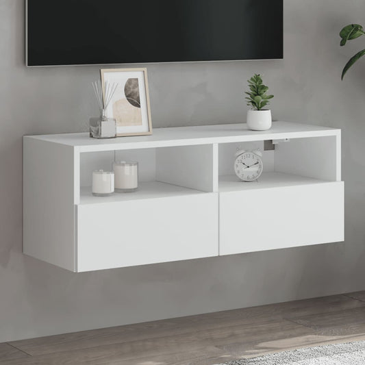 Meuble TV mural blanc 80x30x30 cm en matériau à base de bois