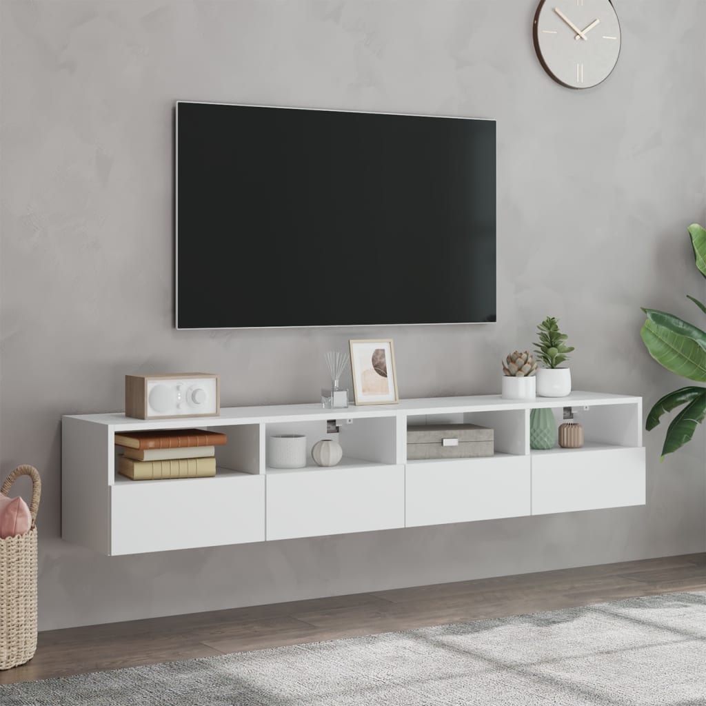 Armoires murales TV 2 pcs. Blanc 80x30x30 cm en bois