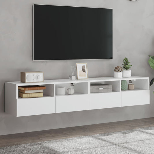 TV wall cabinets 2 pcs. White 80x30x30 cm wood material