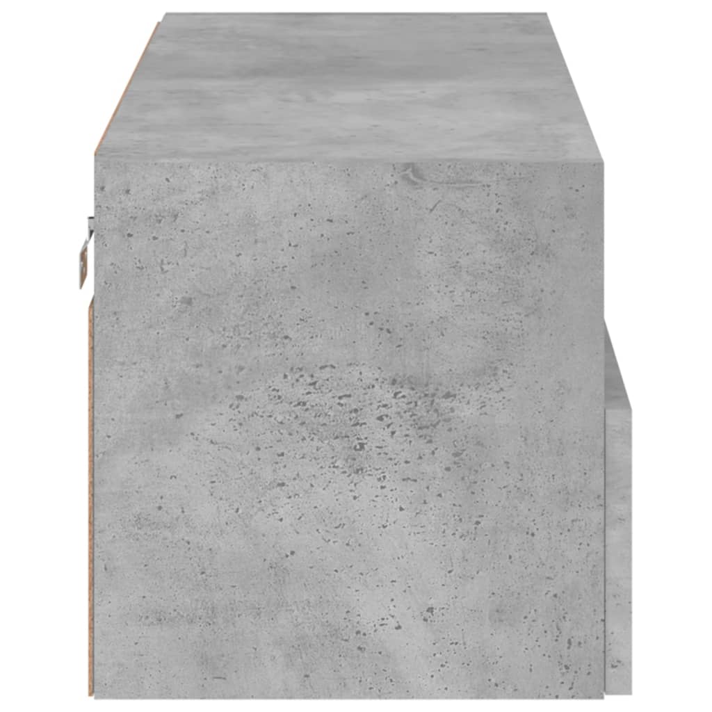 Meuble TV mural gris béton 80x30x30 cm en bois