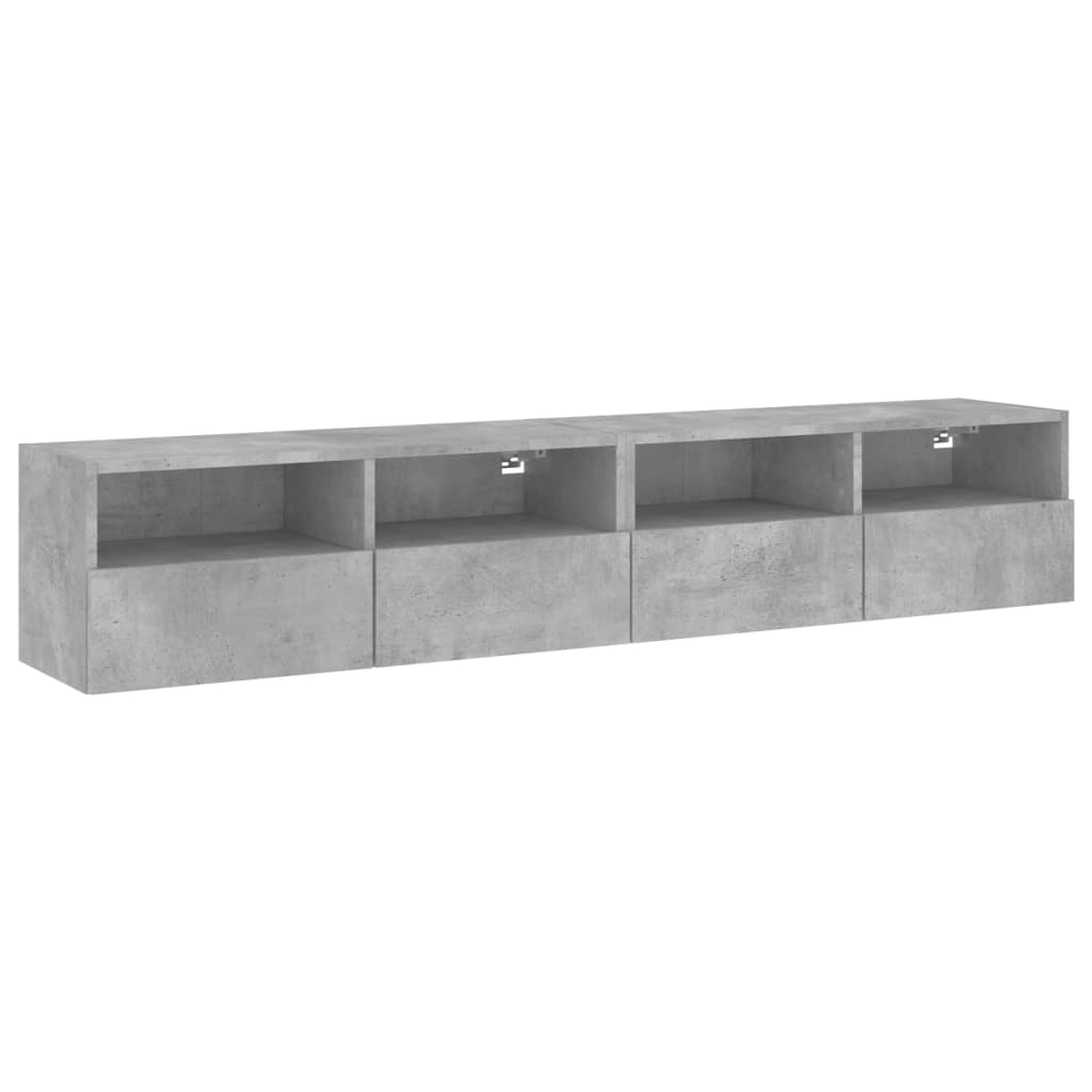 Meubles muraux TV 2 pièces. Matériau bois gris béton 80x30x30 cm.