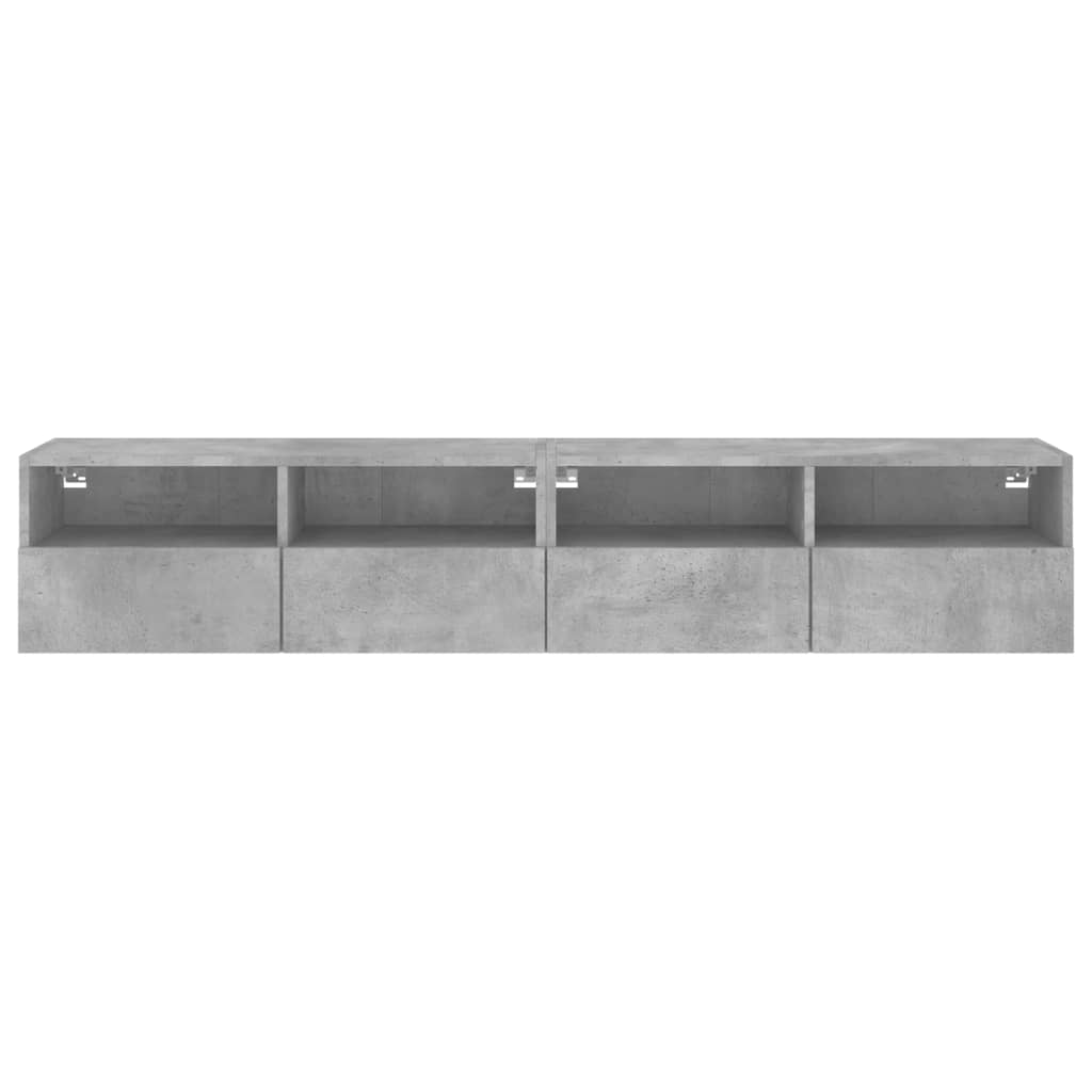 Meubles muraux TV 2 pièces. Matériau bois gris béton 80x30x30 cm.