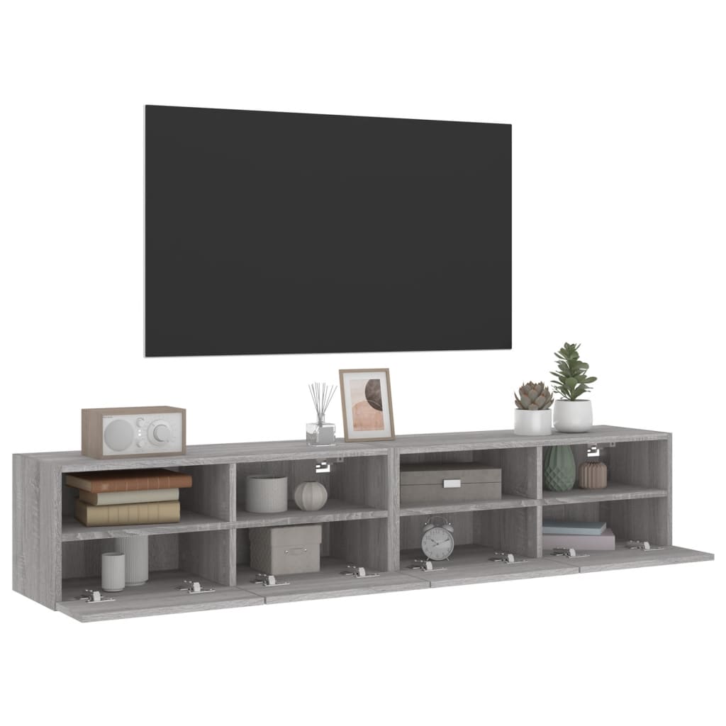 TV-Wandschränke 2 Stk. Grau Sonoma 80x30x30 cm Holzwerkstoff