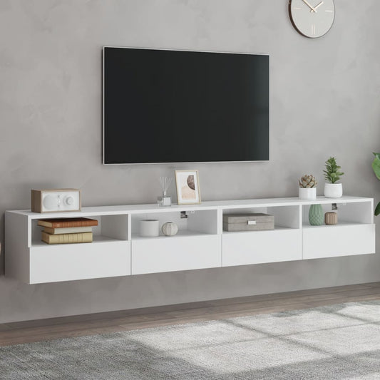 TV wall cabinets 2 pcs. White 100x30x30 cm wood material