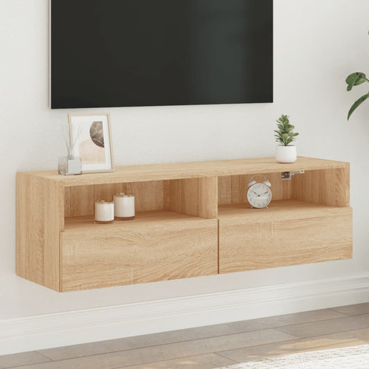 Meuble TV mural en chêne Sonoma 100x30x30 cm, matériau à base de bois