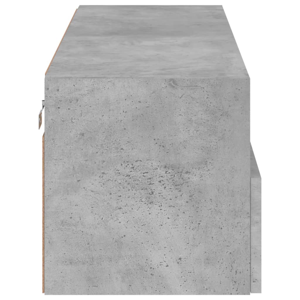 Meuble TV mural gris béton 100x30x30 cm en bois