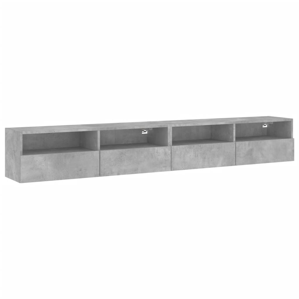 Meubles muraux TV 2 pièces. Matériau bois gris béton 100x30x30 cm.