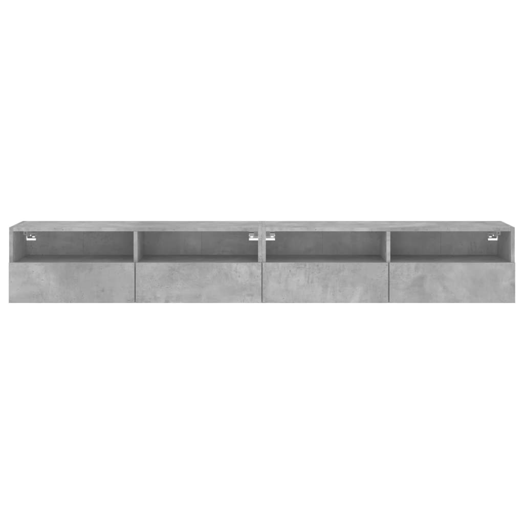 Meubles muraux TV 2 pièces. Matériau bois gris béton 100x30x30 cm.