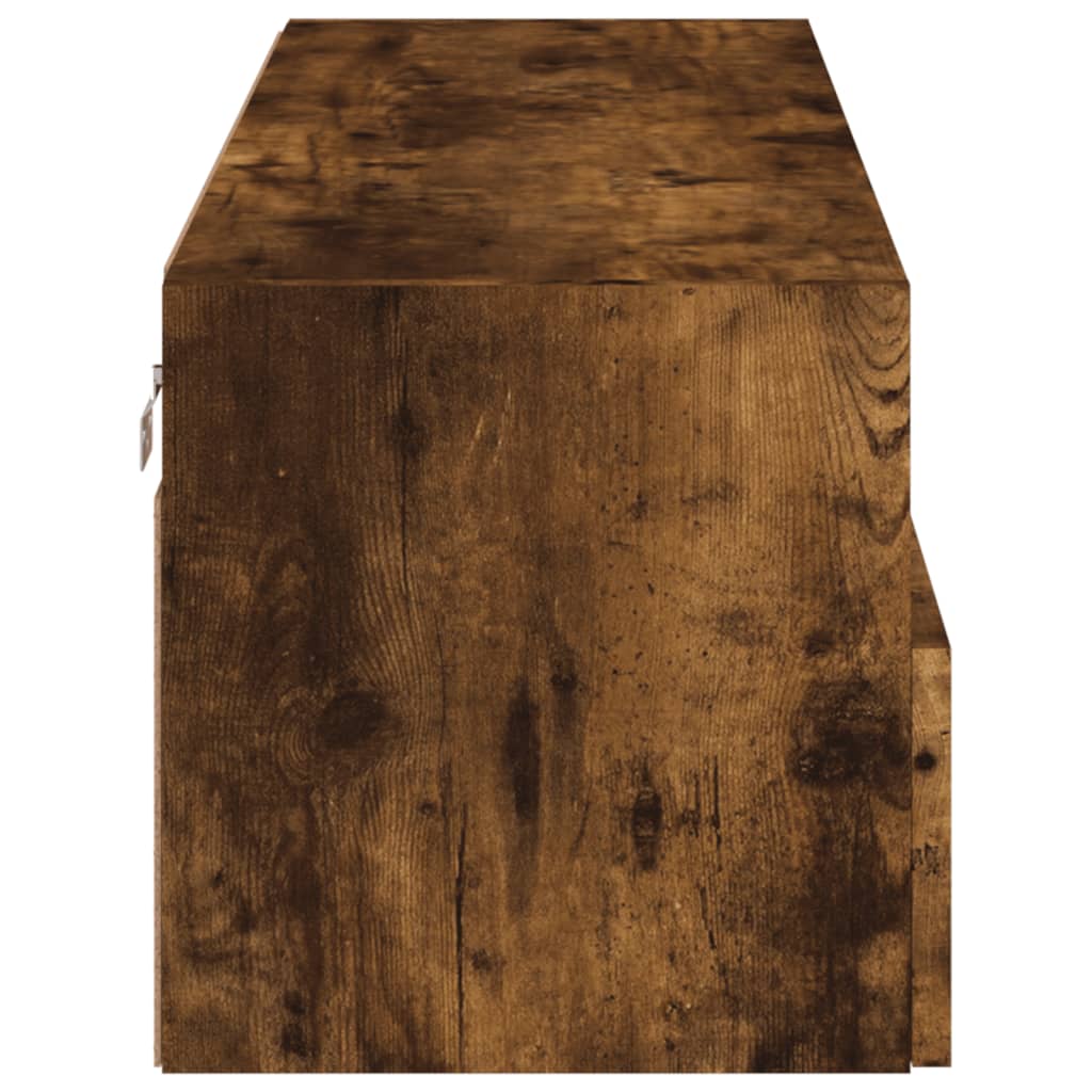 Meuble TV mural chêne fumé 100x30x30 cm matériau bois