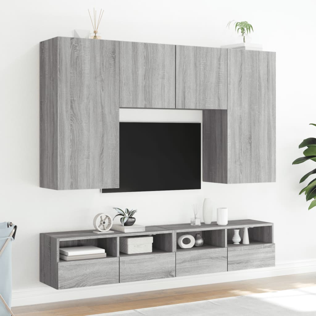 Armoires murales TV 2 pcs. Gris Sonoma 100x30x30 cm matériau bois