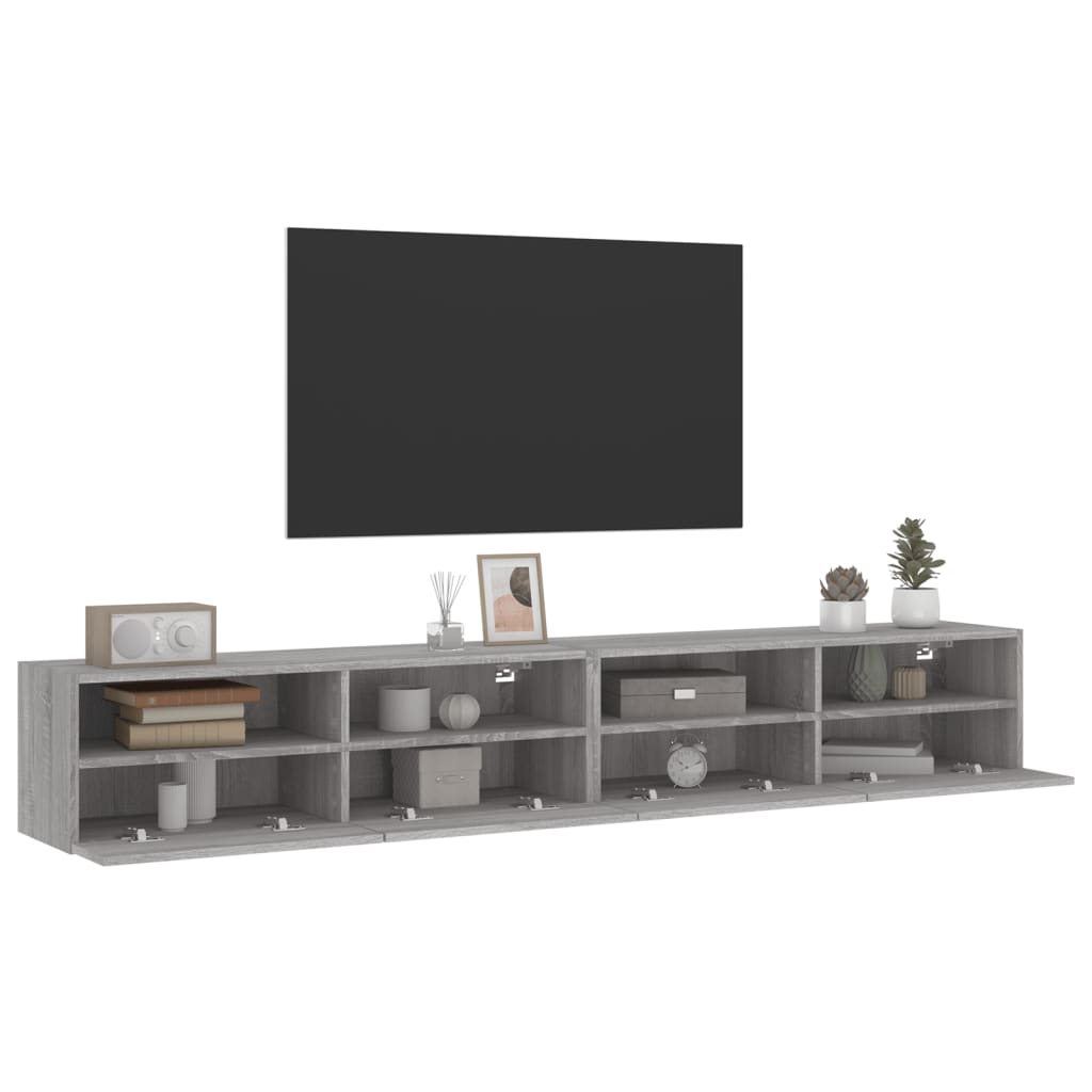 Armoires murales TV 2 pcs. Gris Sonoma 100x30x30 cm matériau bois