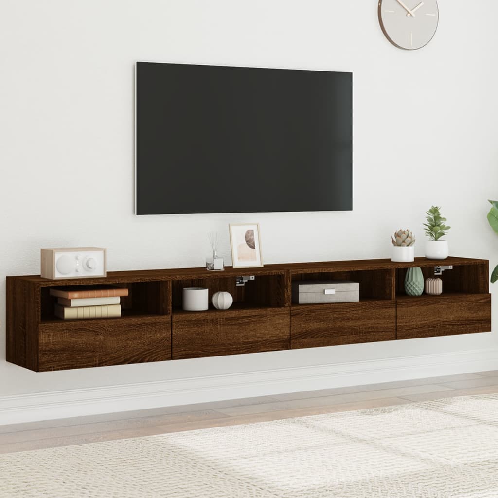 TV-Wandschränke 2 Stk. Braun Eiche-Optik 100x30x30 cm