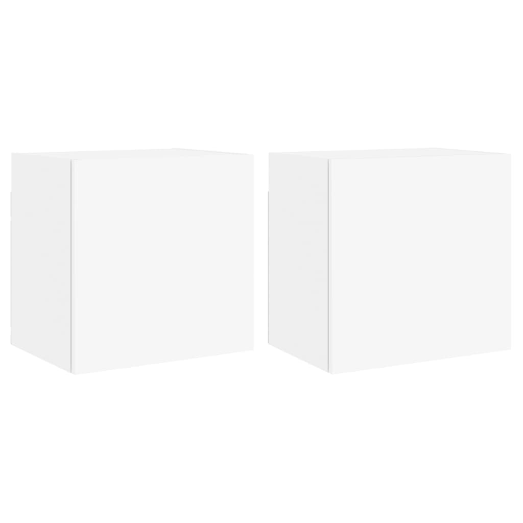 Meubles muraux TV 2 pièces blanc 40,5x30x40 cm matériau bois