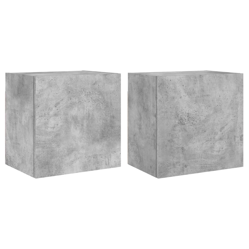 Meubles muraux TV 2 pièces. Gris béton 40,5x30x40 cm matériau bois.