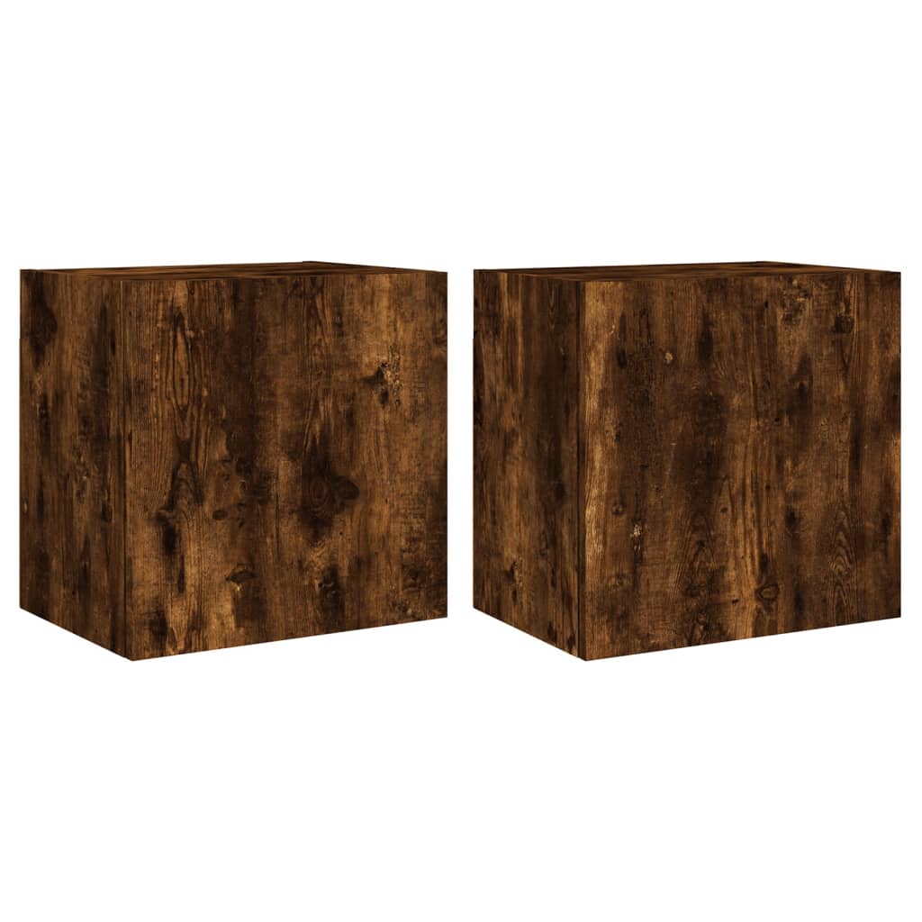 Meubles muraux TV 2 pièces Chêne fumé 40,5x30x40 cm matériau bois.