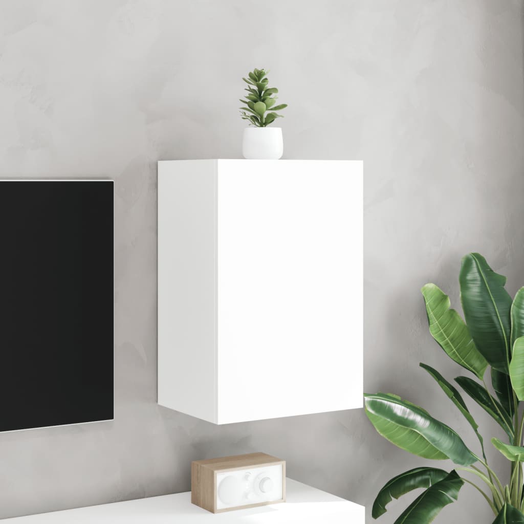 Meuble TV mural blanc 40,5x30x60 cm en bois