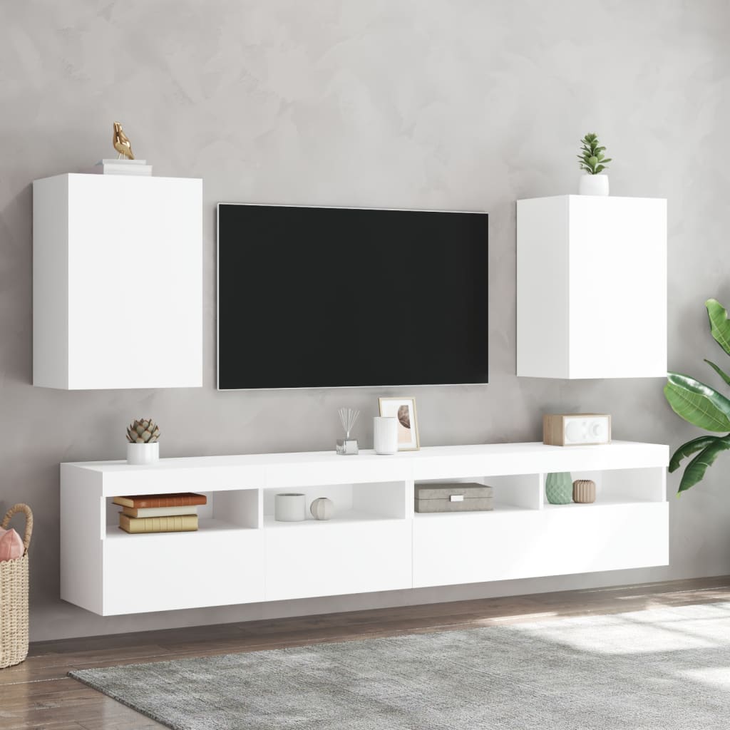 Meuble TV mural blanc 40,5x30x60 cm en bois