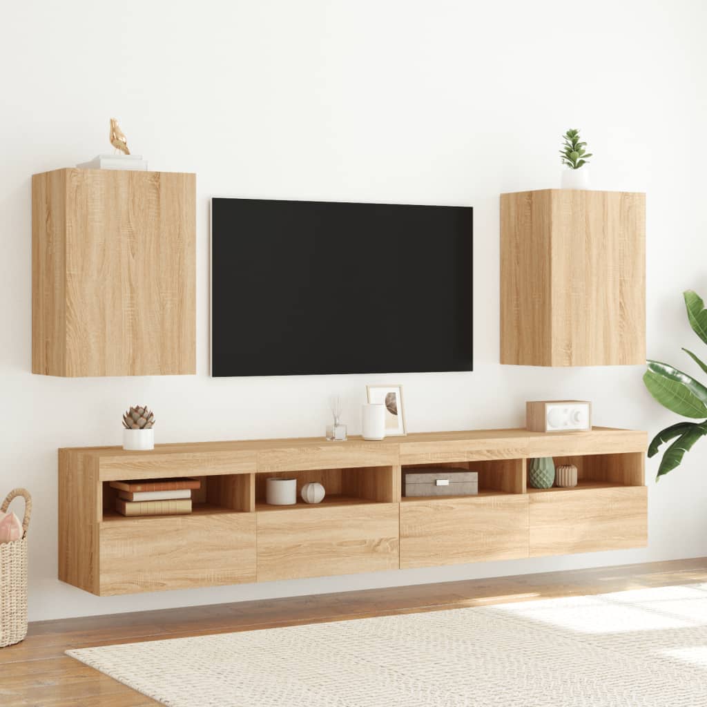 Meubles muraux TV 2 pièces chêne Sonoma 40,5x30x60 cm matériau bois.