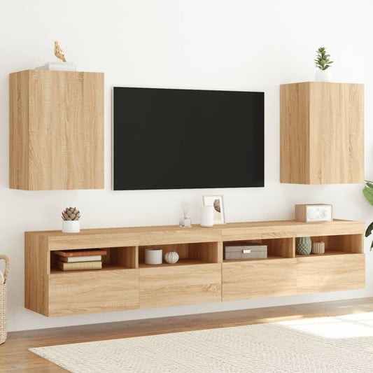 Meubles muraux TV 2 pièces chêne Sonoma 40,5x30x60 cm matériau bois.