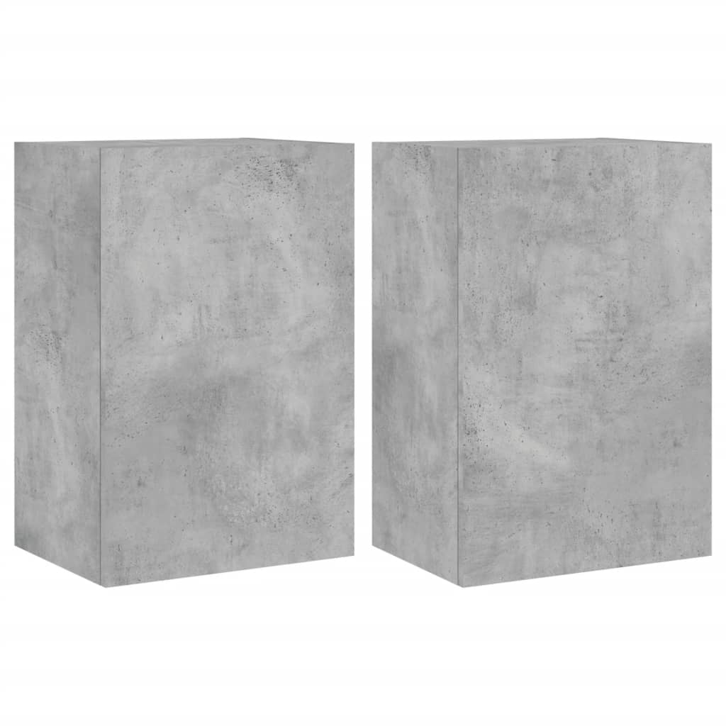 Meubles muraux TV 2 pièces. Gris béton 40,5x30x60 cm matériau bois.