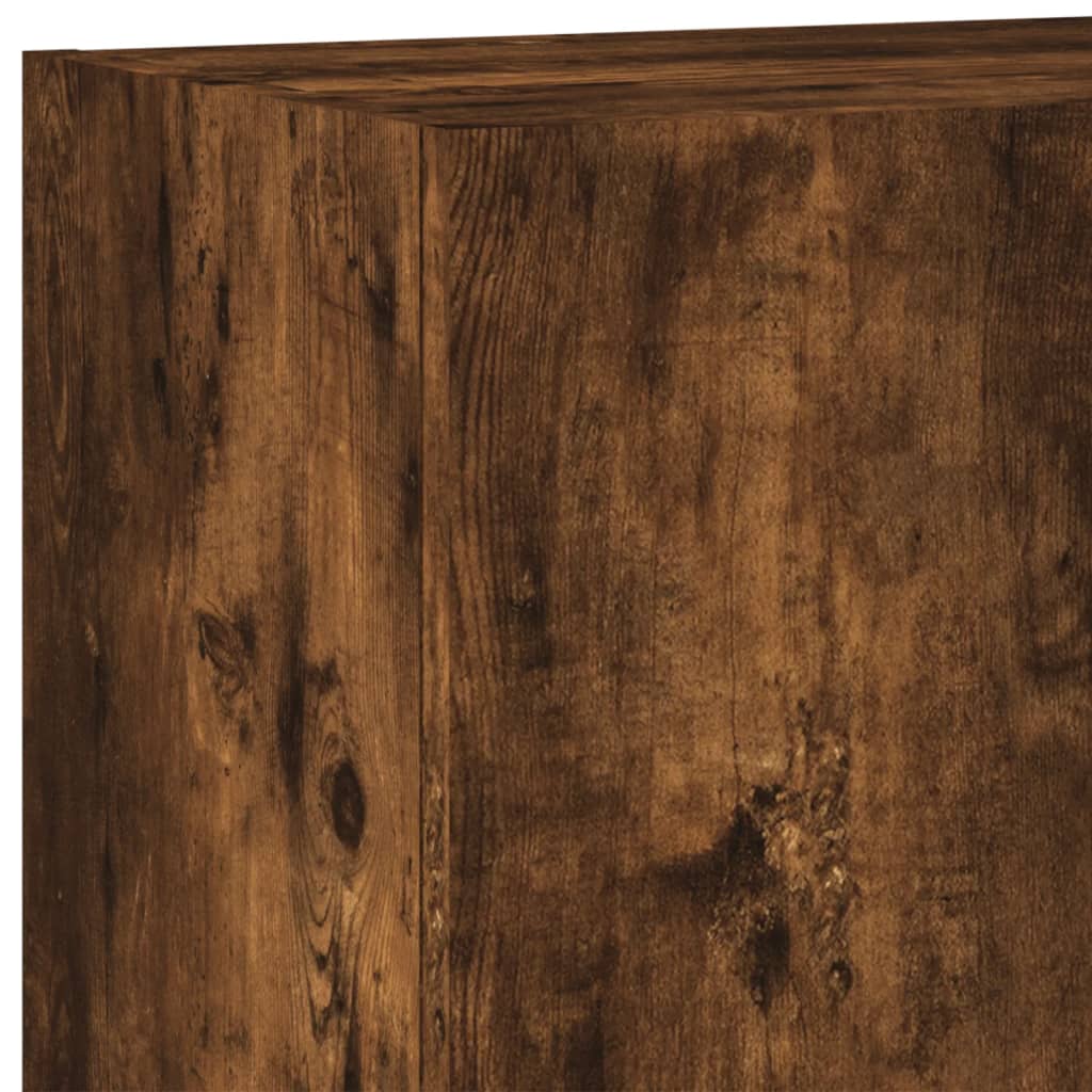 Meubles muraux TV 2 pièces Chêne fumé 40,5x30x60 cm matériau bois.