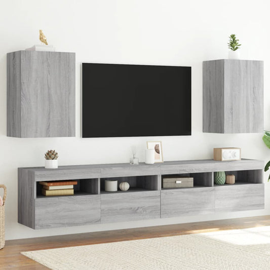 Armoires murales TV 2 pcs. Gris Sonoma 40,5x30x60 cm matériau bois