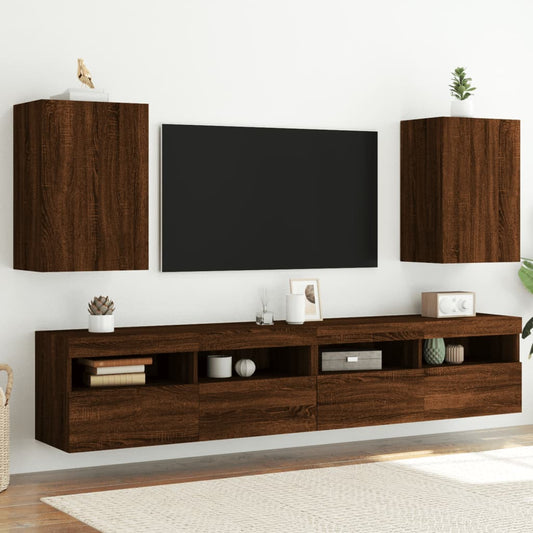 Meubles muraux TV 2 pièces aspect chêne marron 40,5x30x60 cm