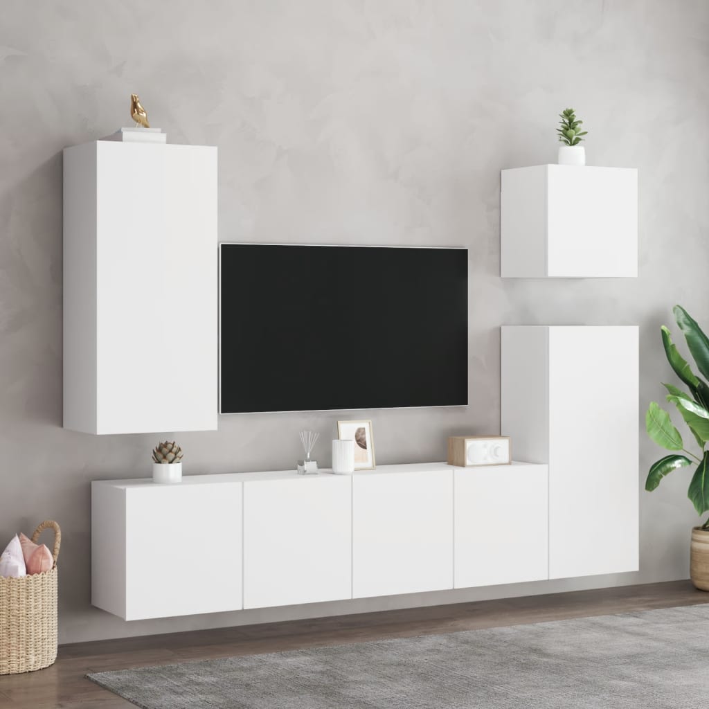 Meuble TV mural blanc 40,5x30x90 cm en bois