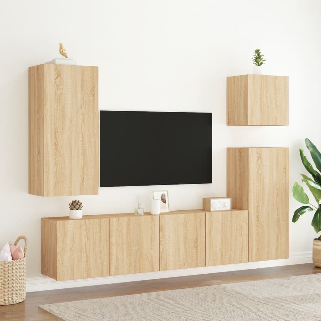 Meuble TV mural chêne Sonoma 40,5x30x90 cm matériau bois