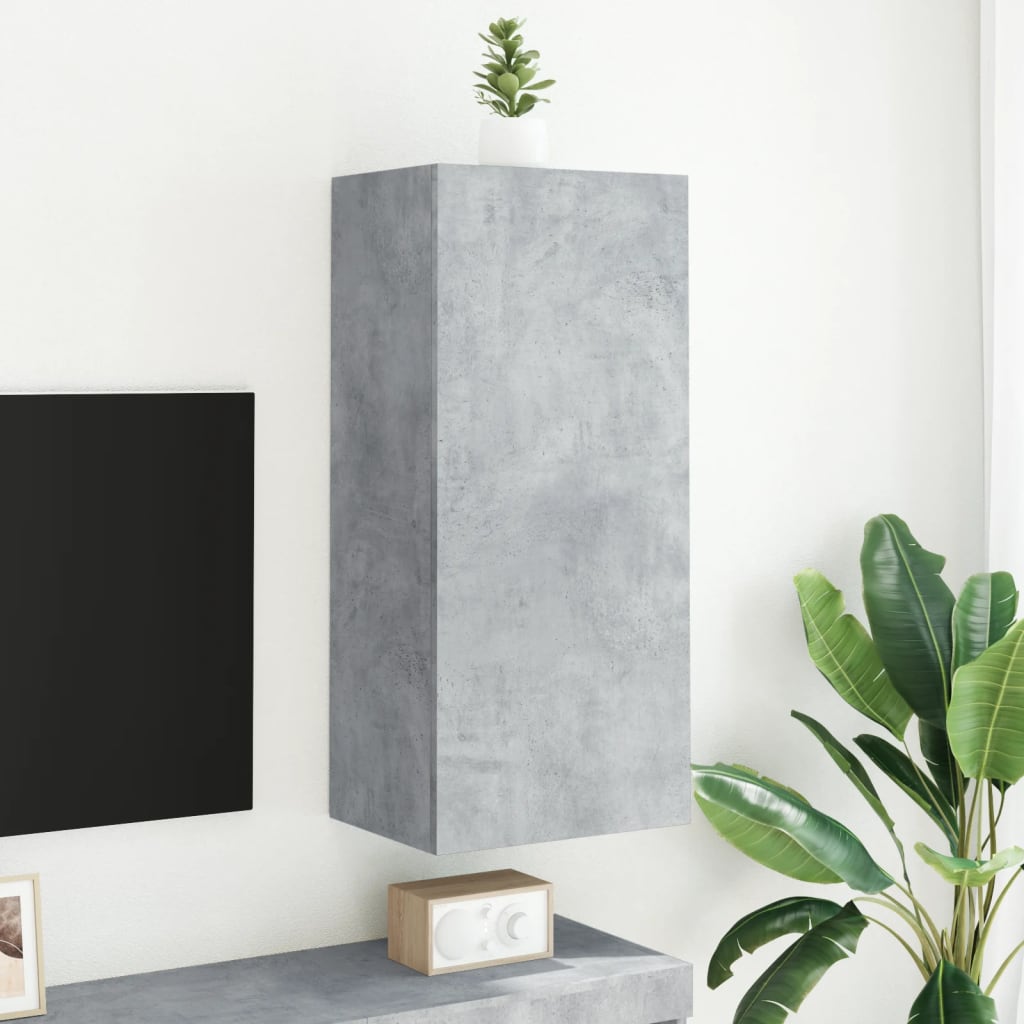 Meuble TV mural gris béton 40,5x30x90 cm en bois