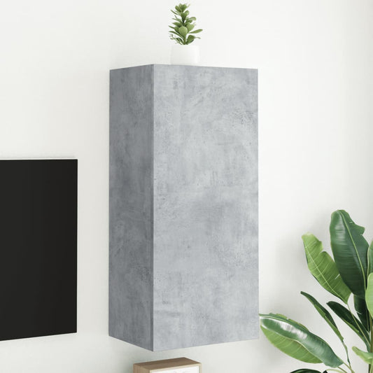 Meuble TV mural gris béton 40,5x30x90 cm en bois