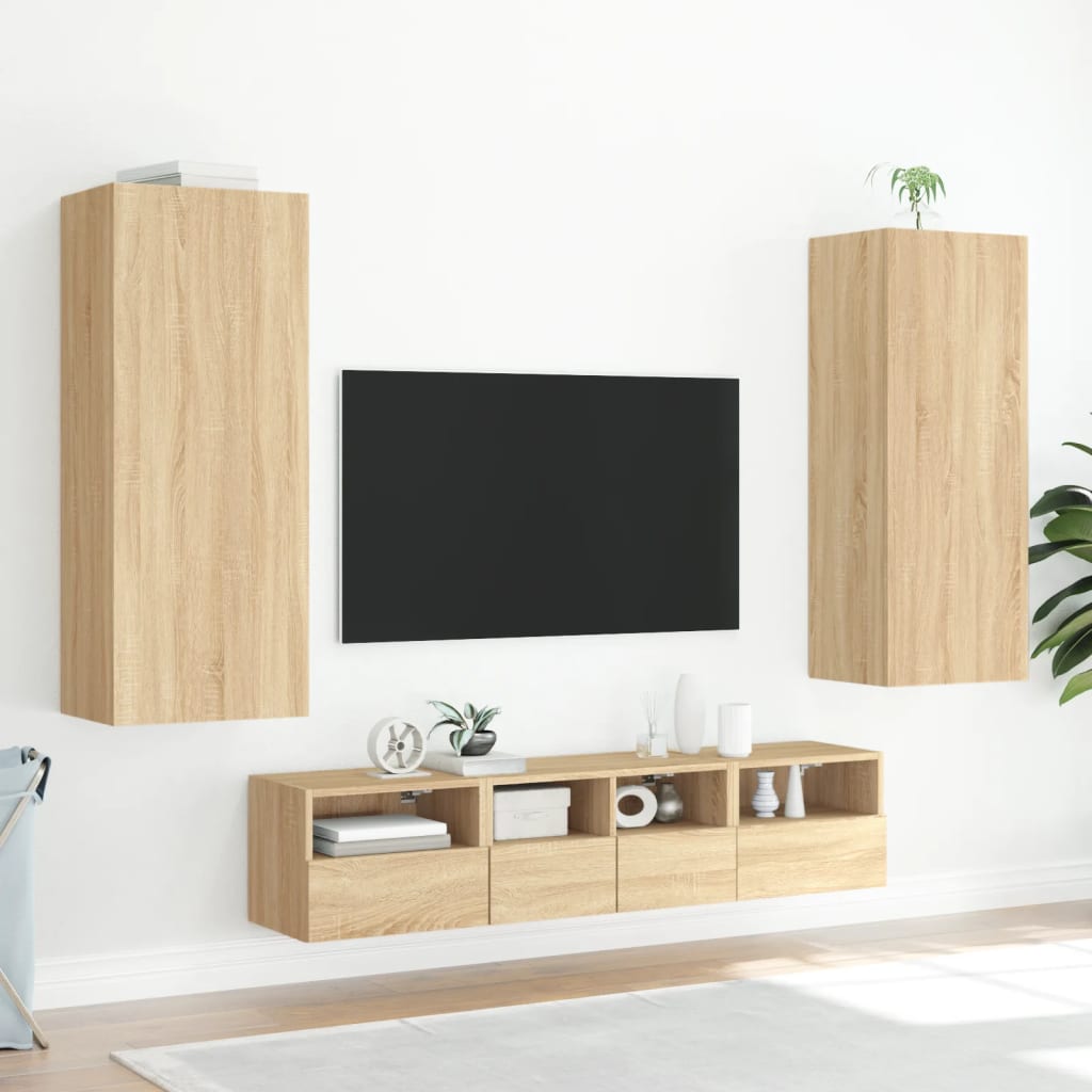 Meuble TV mural chêne Sonoma 40,5x30x102 cm matériau bois