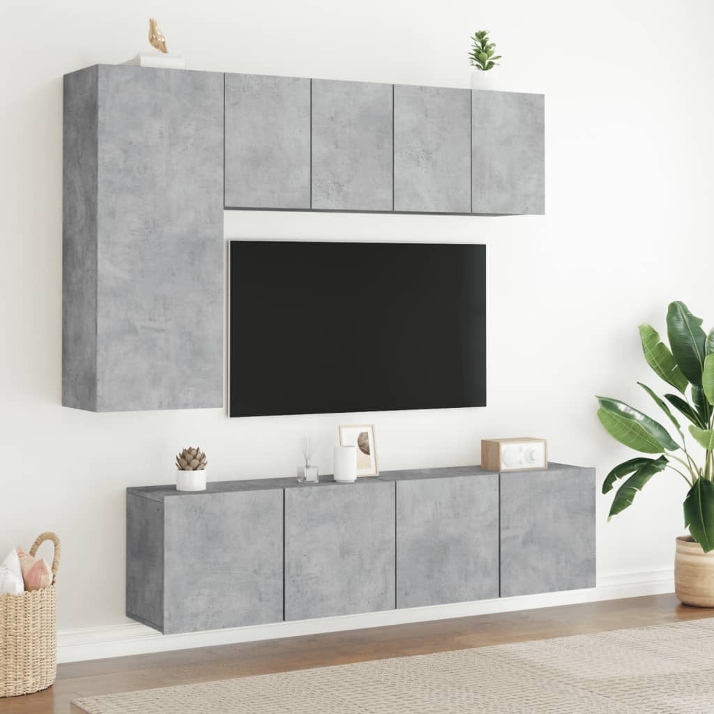 Armoires murales TV 2 pcs gris béton 60x30x41 cm