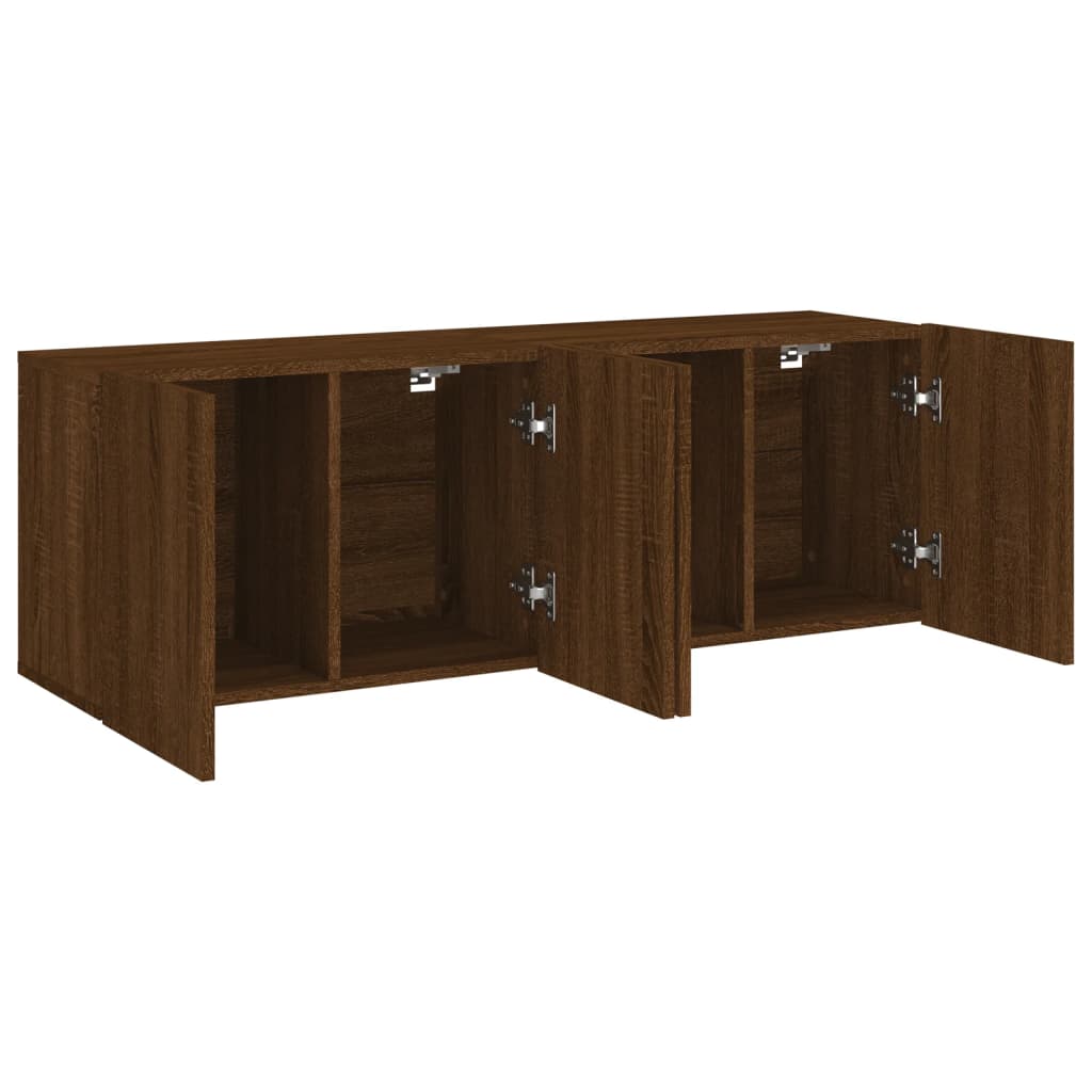 Meubles TV muraux 2 pièces aspect chêne marron 60x30x41 cm